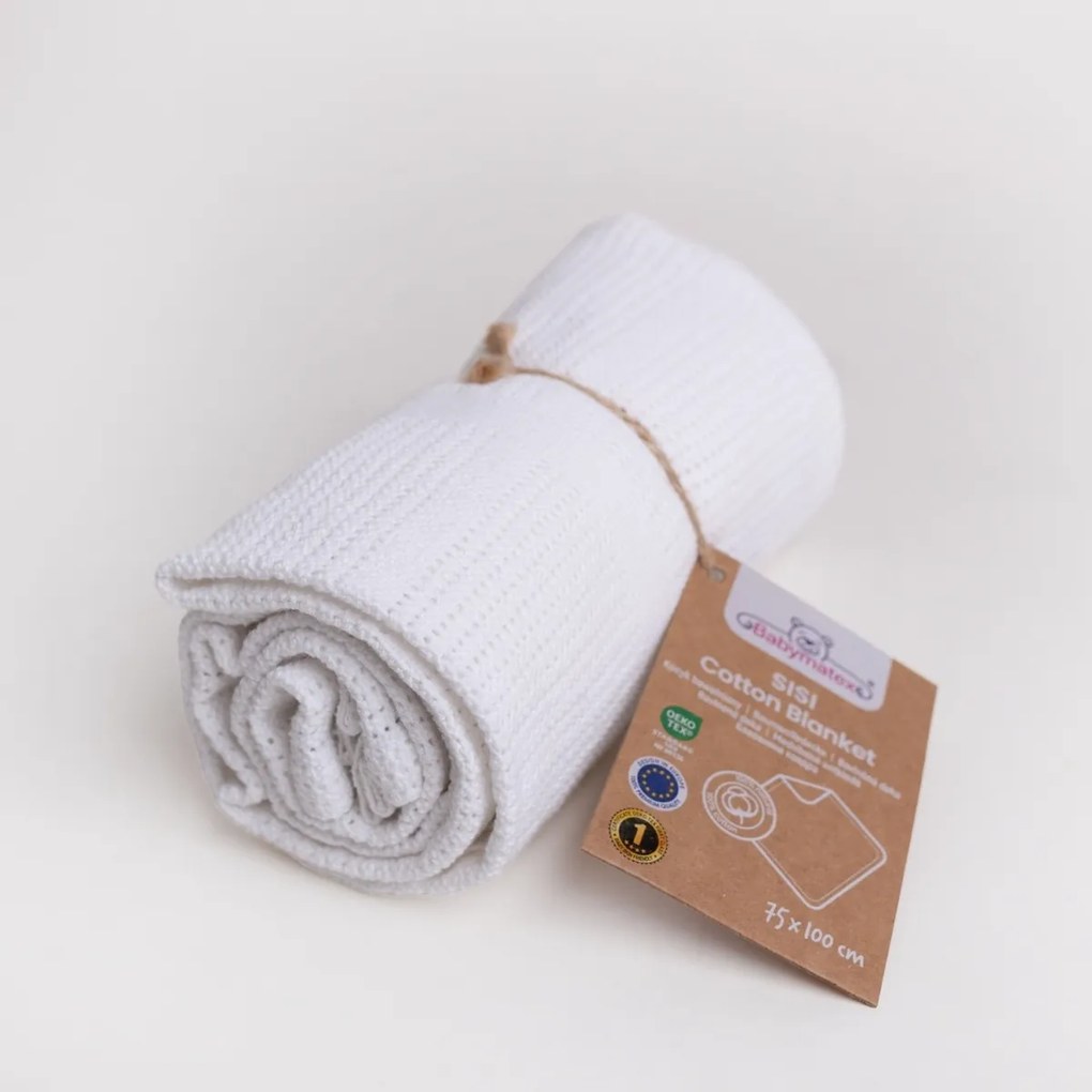 Babymatex Pătură pentru copii Sisi albă, 75 x 100cm