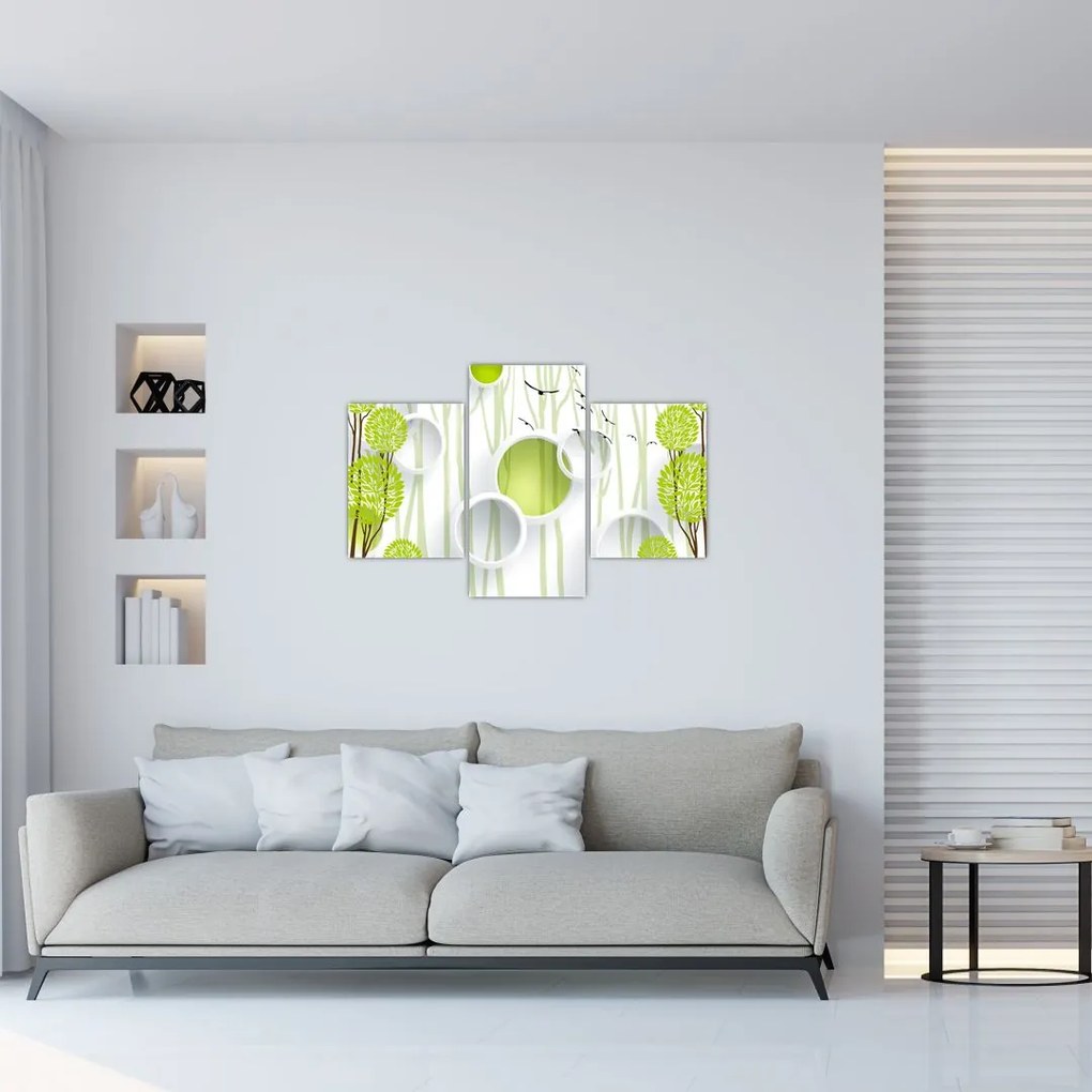 Tablou cu abstracție și copaci (90x60 cm)