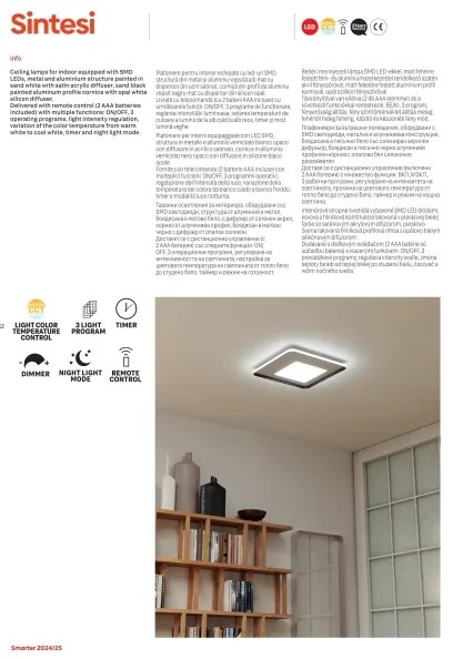 Plafonieră LED dimabilă Redo 05-959 SINTESI LED/45W/230V 3000-6000K + telecomandă