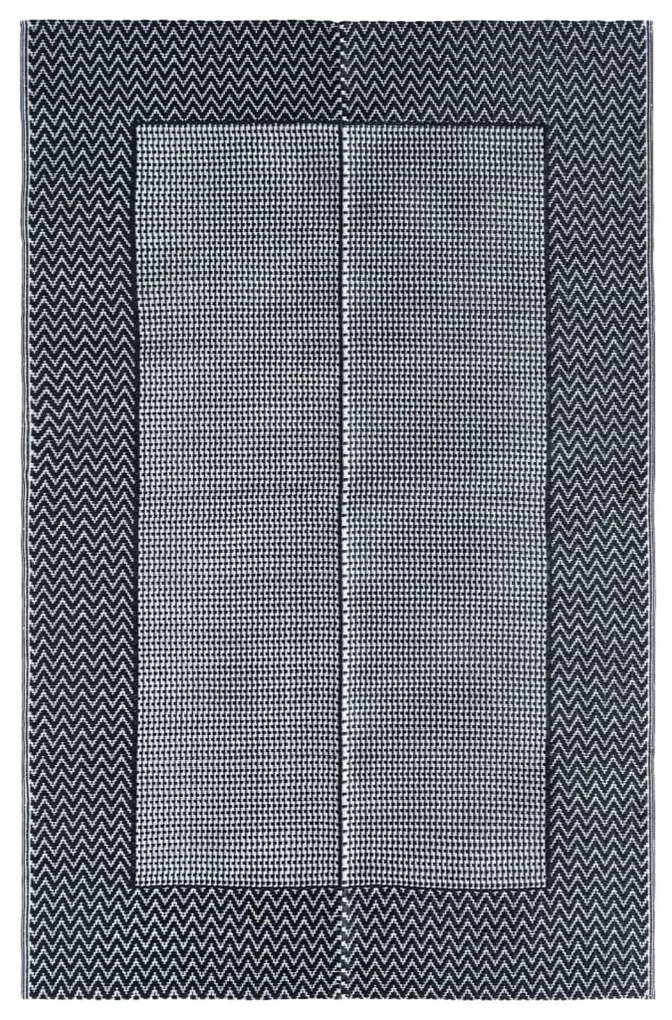 Covor de exterior, gri, 160x230 cm, PP negru si gri, 160 x 230 cm