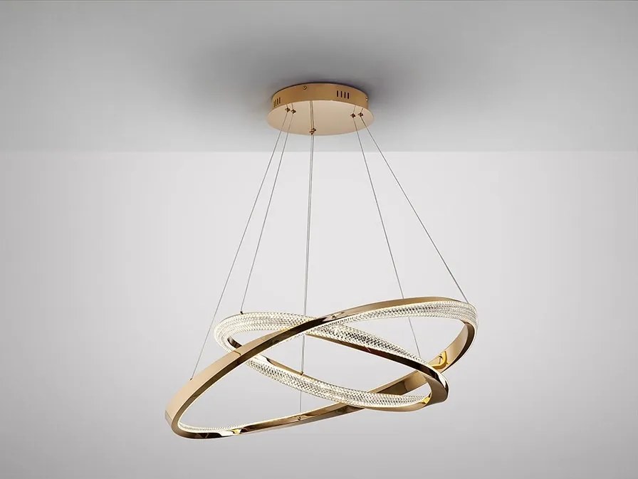 Lustra LED suspendata design circular Orbitas aurie