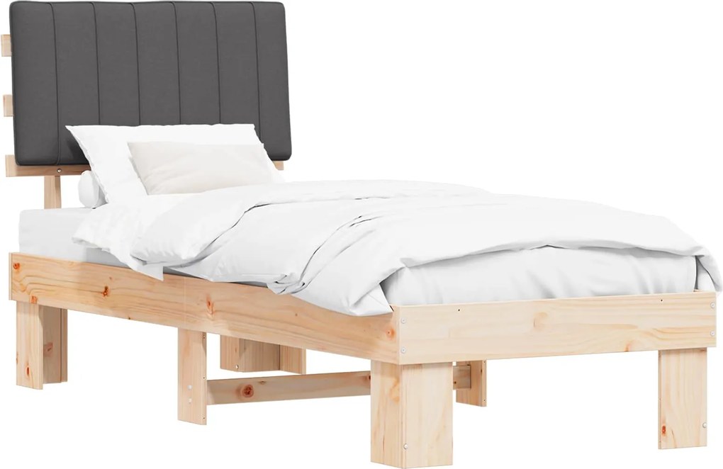 vidaXL Cadru de pat cu tăblie tapițată Gri închis 75 x 190 cm