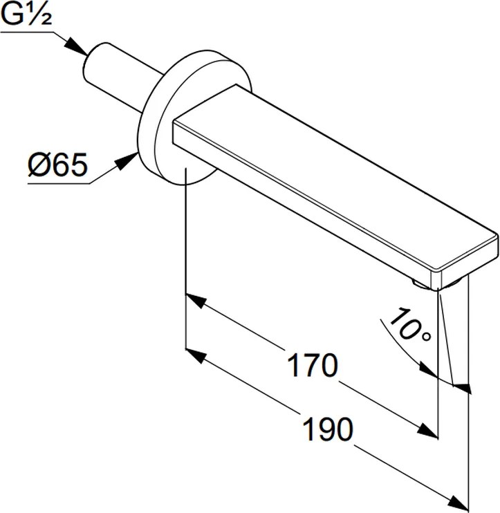 Pipa cada baie cu montaj in perete, culoare crom Kludi Zenta SL 4860005