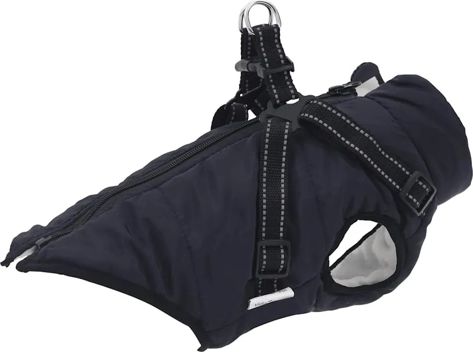 vidaXL Haină câini cu ham impermeabilă reflectorizantă, bleumarin, L32