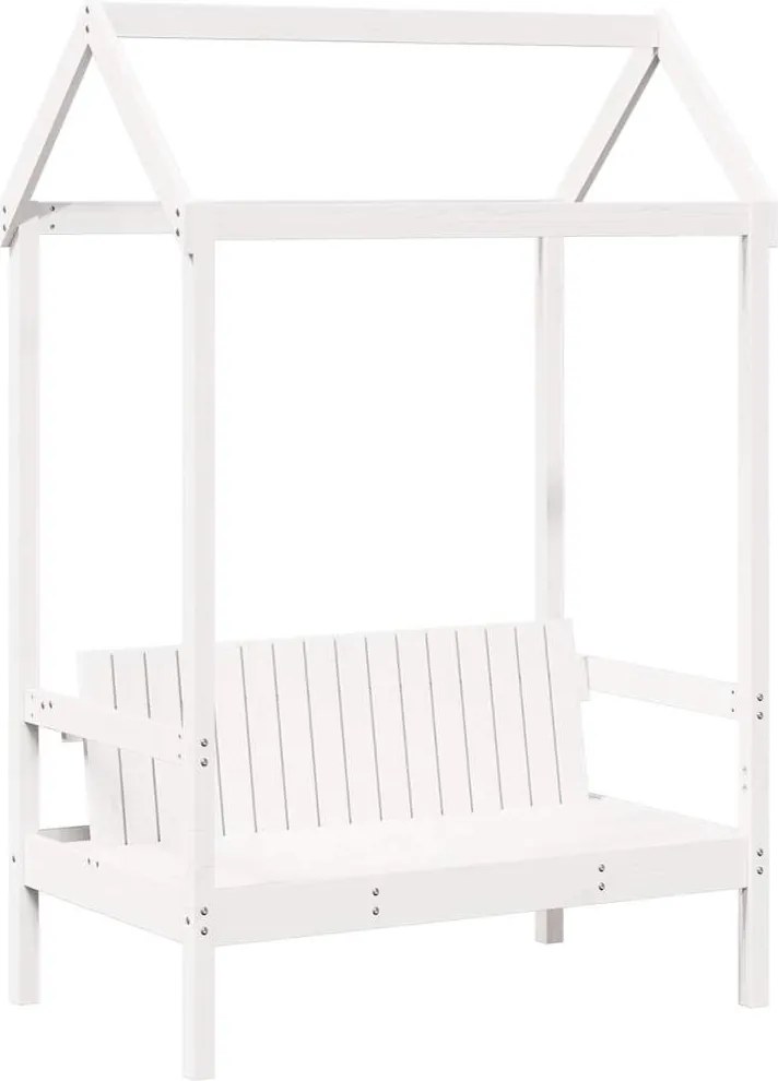 vidaXL Banchetă cu acoperiș, alb, 117,5x70x176,5 cm, lemn masiv pin