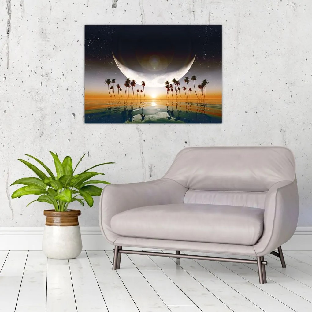 Tablou- Luna deasupra palmierilor (70x50 cm)