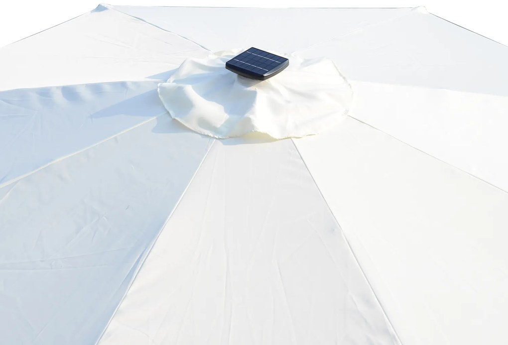Outsunny Umbrelă de grădină Umbrelă dreaptă Umbrelă octogonală rabatabilă Ø 2,7 x 2,4 m luminată solar 24 LED-uri poliester de înaltă densitate 180 g/m² crem | Aosom Romania