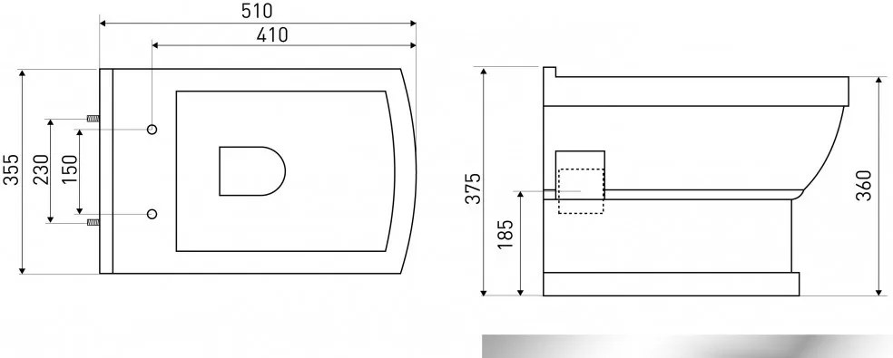 Toaletă suspendată Cleopatra 16 cm