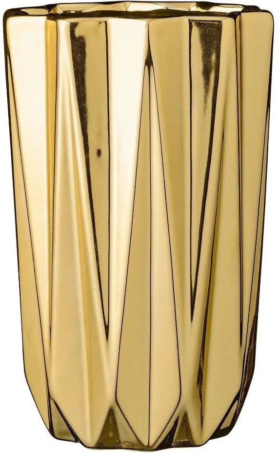 Vaza Incretita din Portelan - Portelan Auriu Diametru(12.5 cm) x Inaltime(20 cm)