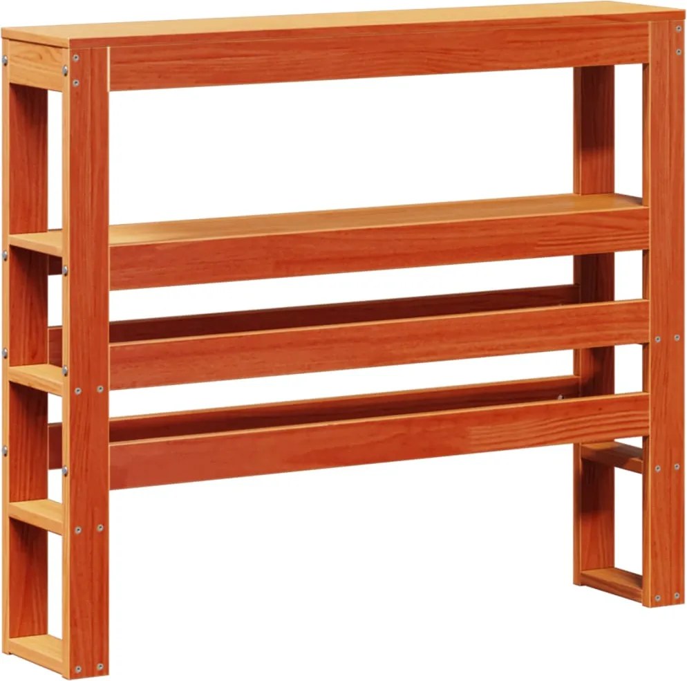 vidaXL Tăblie de pat cu rafturi, maro ceruit, 75 cm, lemn masiv pin