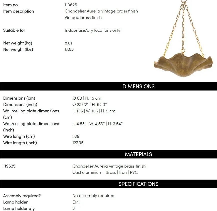 Lustra LUX din aluminiu turnat Aurelia