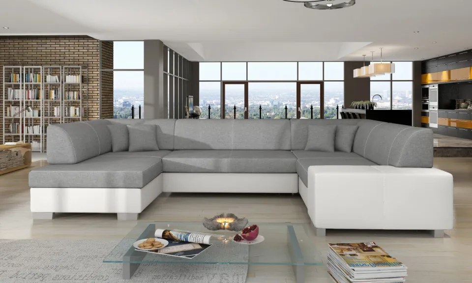 Canapea modulara cu spatiu pentru depozitare, 320x73x207 cm, Havana L02, Eltap (Culoare: Negru / Alb)