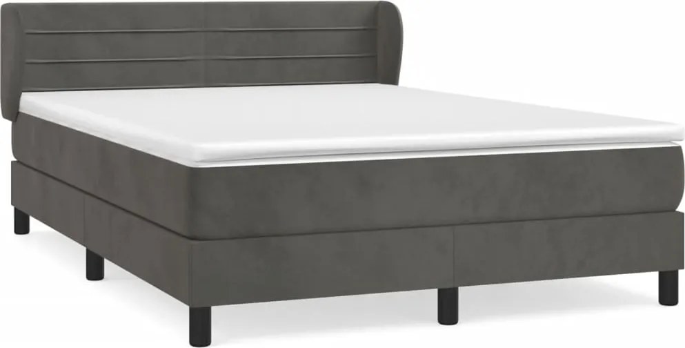 vidaXL Pat box spring cu saltea, gri închis, 180x200 cm, catifea