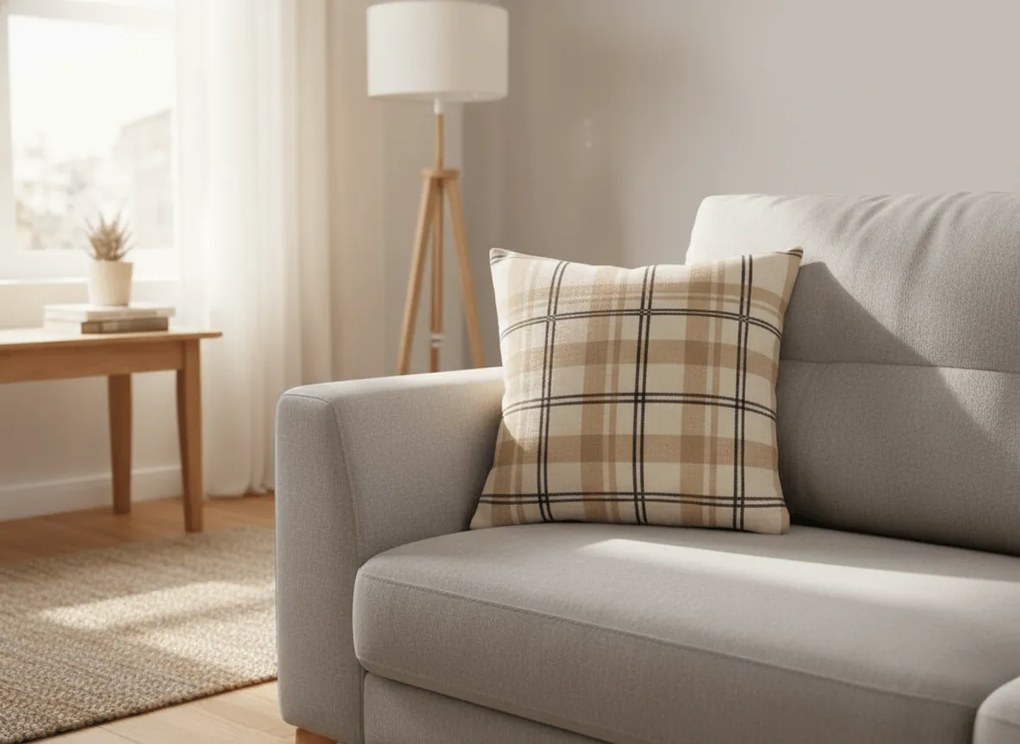 Husa pentru pernuta cocolino PLAID 45x45 cm, crem