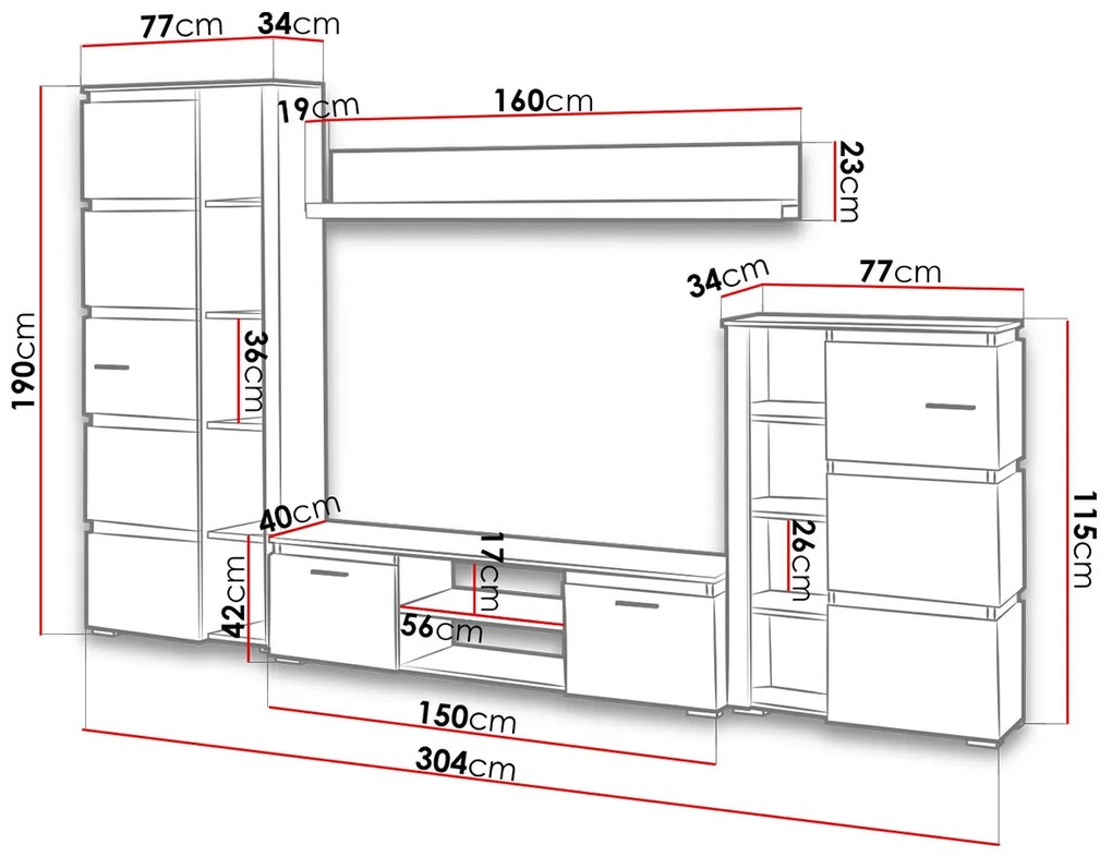Zondo Mobilier living Fabian DA01 (Stejar artisan + matera). 1004894
