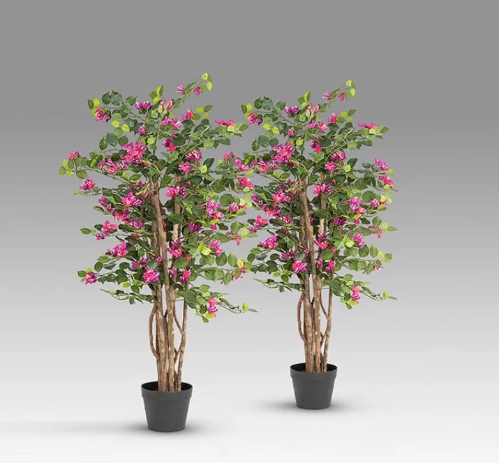 Set de 2 plante artificiale, Bougainvillea roz H-120cm