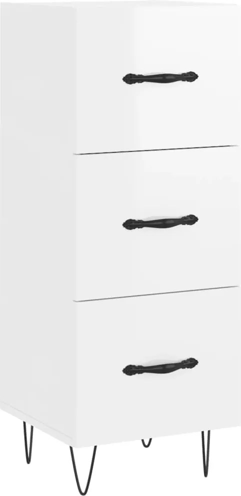 vidaXL Servantă, alb extralucios, 34,5x34x90 cm, lemn compozit