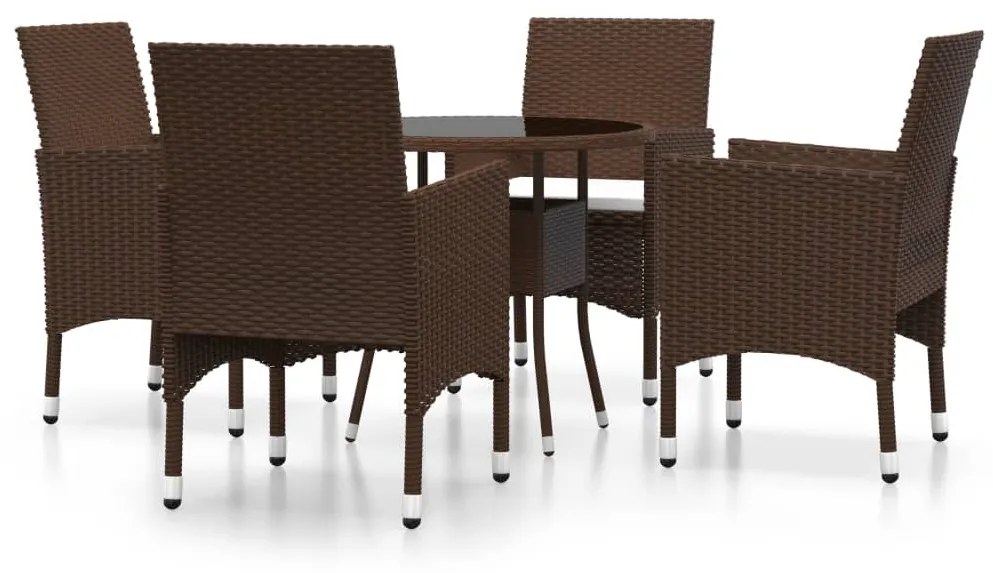 3058491 vidaXL Set mobilier de grădină, 5 piese, maro, poliratan