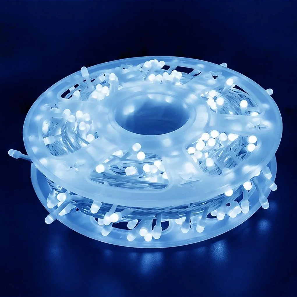 Instalatie de Craciun, rola bec V8, albastru, 150 metri