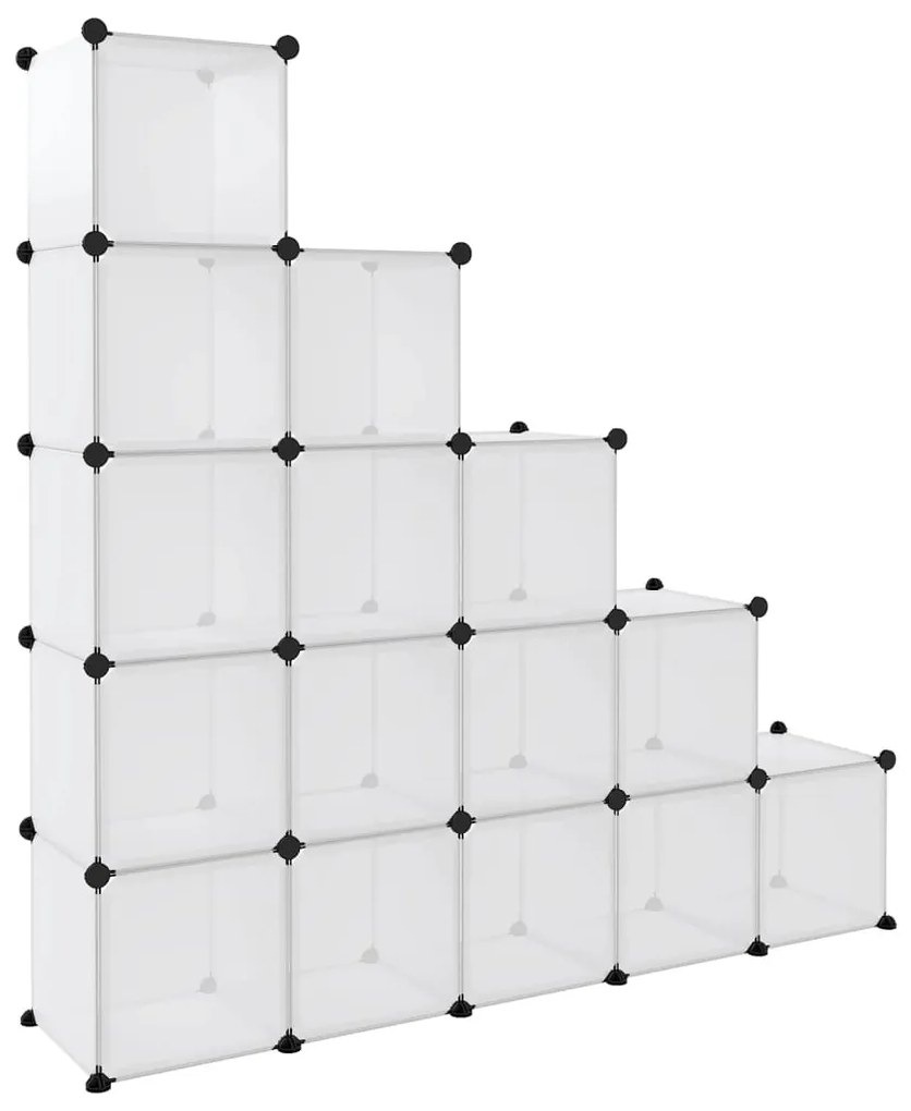 Organizator cub de depozitare, 15 cuburi, transparent, PP 1, Transparent, 155 x 32 x 153.5 cm, 155 x 32 x 153.5 cm