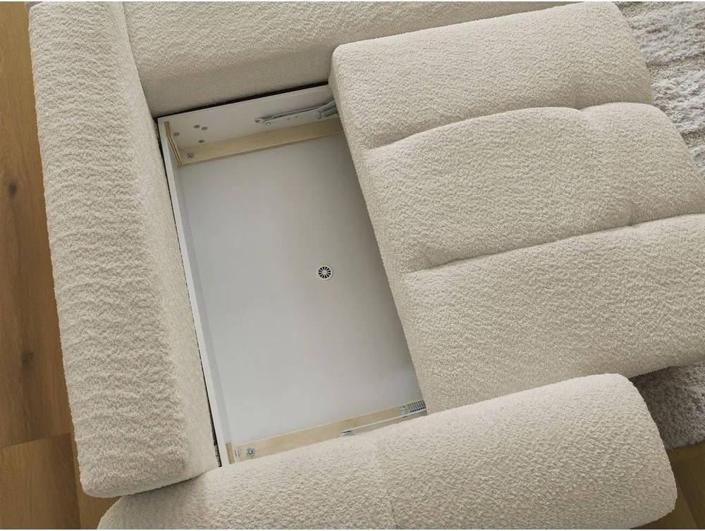 Colțar bej extensibil/cu spațiu de depozitare cu tapițerie din țesătură bouclé (cu colț pe partea dreaptă/cu șezlong) Roxelane – Bobochic Paris