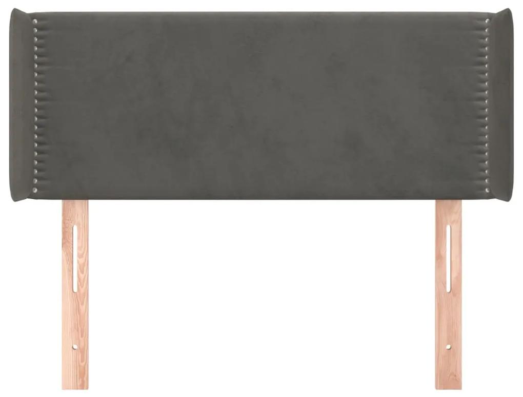 Tablie de pat cu aripioare gri inchis 83x16x78 88 cm catifea 1, Morke gra, 83 x 16 x 78 88 cm