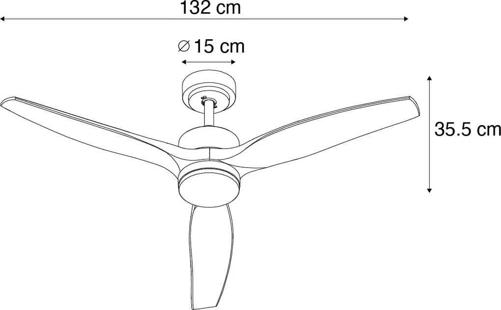 Ventilator inteligent de tavan alb cu imprimeu de lemn 132cm incl. LED Dimmable cu telecomandă - Joly