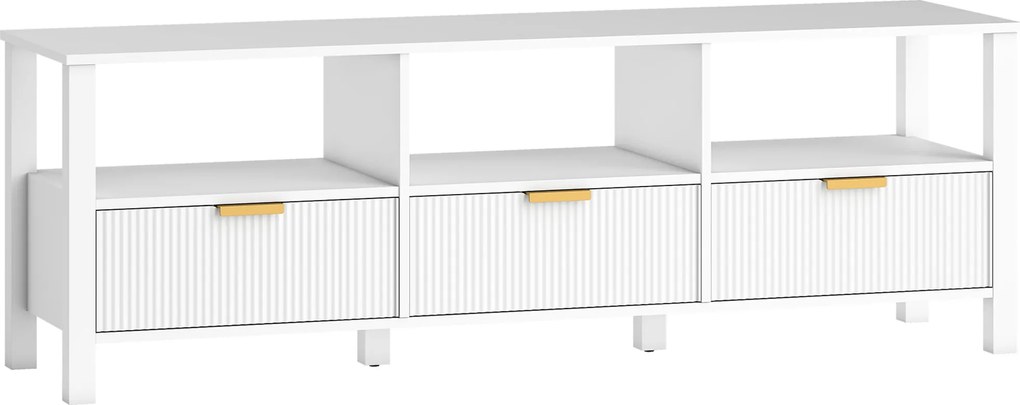 HOMCOM Comodă TV 152 cm, mobilier TV pentru televizor 165,1 cm cu 3 sertare și 3 rafturi deschise, 152x39,5x50cm, alb | Aosom Romania