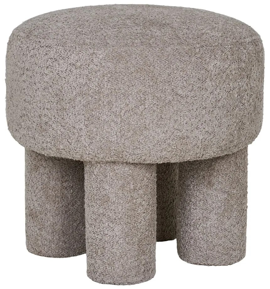 Taburet gri deschis cu tapițerie din țesătură bouclé Perth – House Nordic