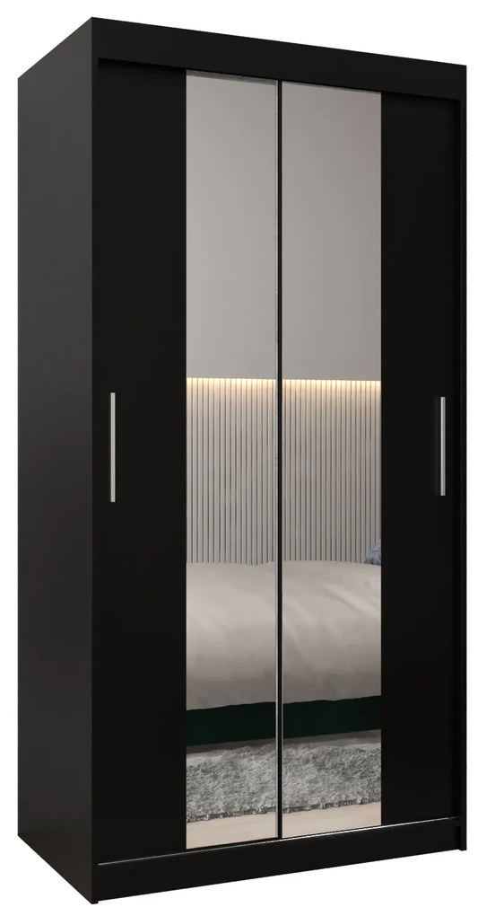 Dulap de haine 100 cm Toki 1 (negru mat + negru mat). 1064878