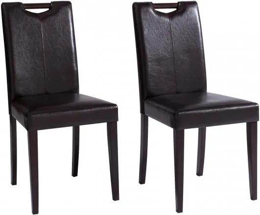 Set de 2 scaune de living Siena piele sintetica/lemn, maro inchis, 43 x 57 x 92 cm