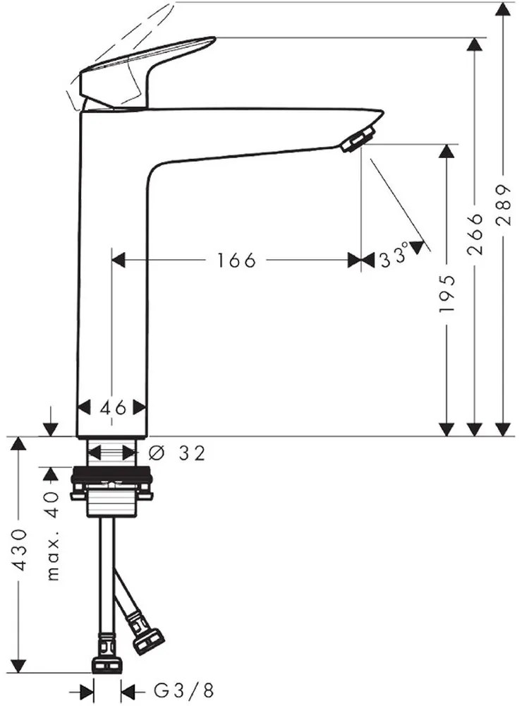 Baterie lavoar culoare crom, Hansgrohe, Logis 190 Crom