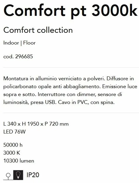 Lampadar LED design XXL Comfort pt 3000k alb