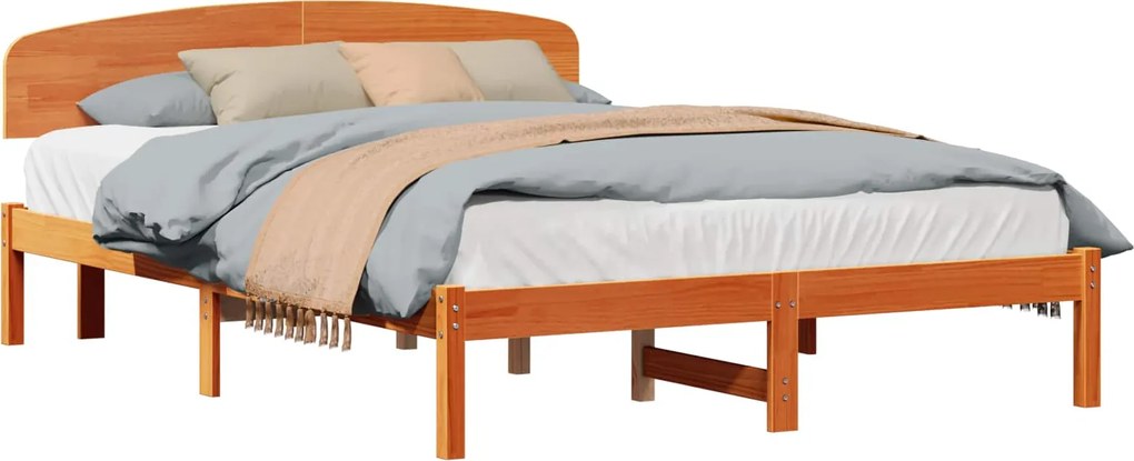 vidaXL Cadru de pat Maroniu cerat 140 x 200 cm Lemn de pin masiv