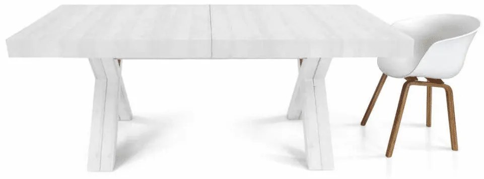 MASA  BIG FAMILY, picior  X, 480 cm - BLAT RUSTIC, PICIOR ALB - 180 cm/90 cm