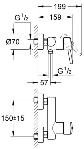 GROHE 32210001 - Baterie de duș Concetto DN 15, crom lucios