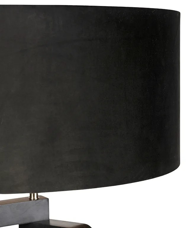 Lampă de podea cu trepied din lemn negru cu abajur negru 50 cm - Puros