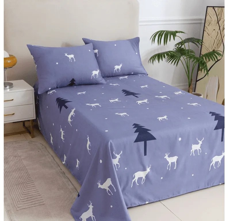 Cearsaf si fata de perna DEER AND TREE Dimensiune: 50 x 70 cm | 140 x 240 cm