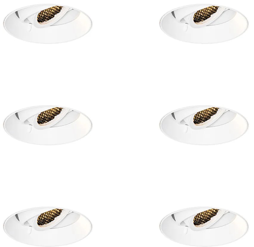 Set de 6 spoturi încastrate moderne albe GU10 rotunde fără ramă - Oneon Honey