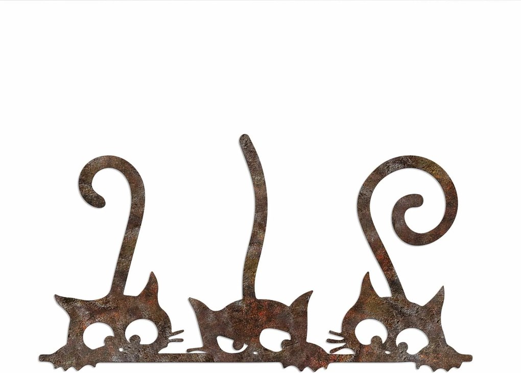 Decoratiune perete RUSTY CATS 1, maro, metal, 60x33 cm