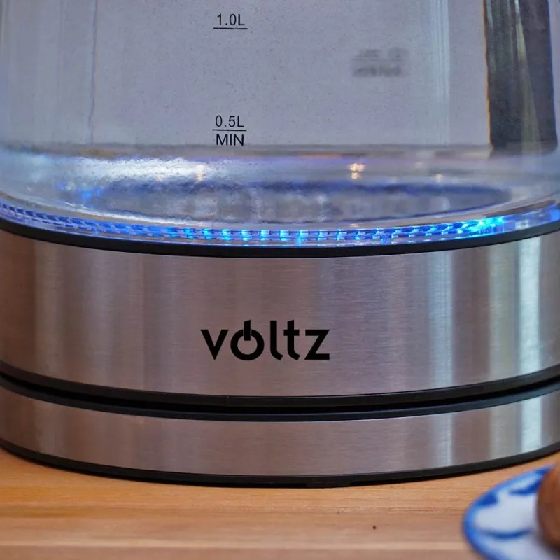 Cana electrica Voltz V51230E, 2200W, 1.7 L, Sticla, Inox