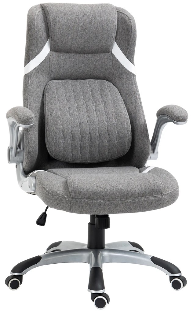 Vinsetto Scaun directorial cu Înălțime Reglabilă, Scaun de Birou Ergonomic Rotativ din Țesătură și Oțel, 68x76x109-117cm, Gri | Aosom România
