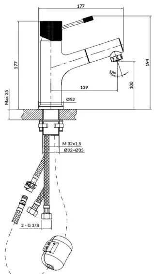 Baterie de lavoar Cersanit S951-594 ZEN 19,4 cm crom lucios