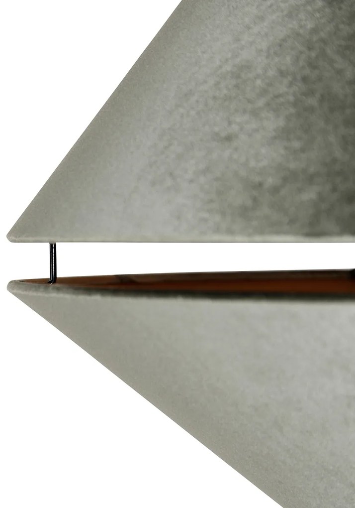 Lampă arcuită din alamă cu abajur dublu din catifea albă și verde - XXL