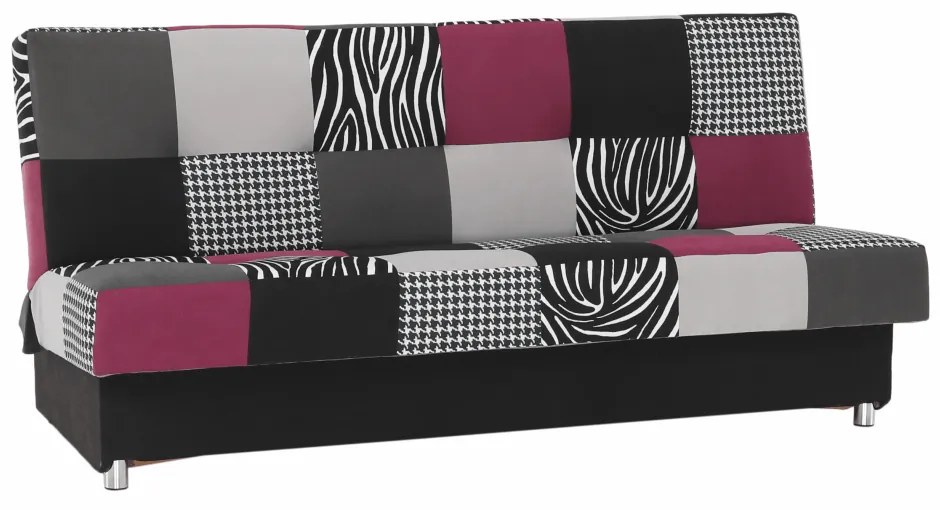Canapea extensibila Alabama roz-neagra, 195/90/90 cm