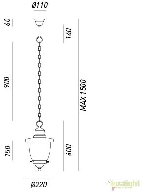 Pendul de exterior, diam.22cm, IP23, Venezia 248.07.OR