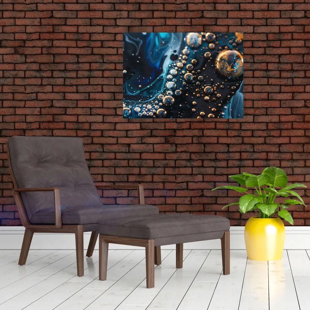 Tablou pe sticlă - Picături de cerneală (70x50 cm)