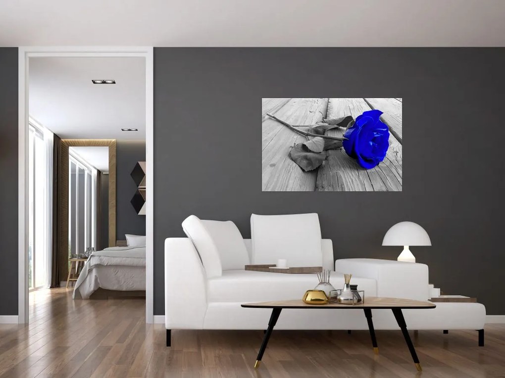 Tablou - Trandafir albastru (90x60 cm)