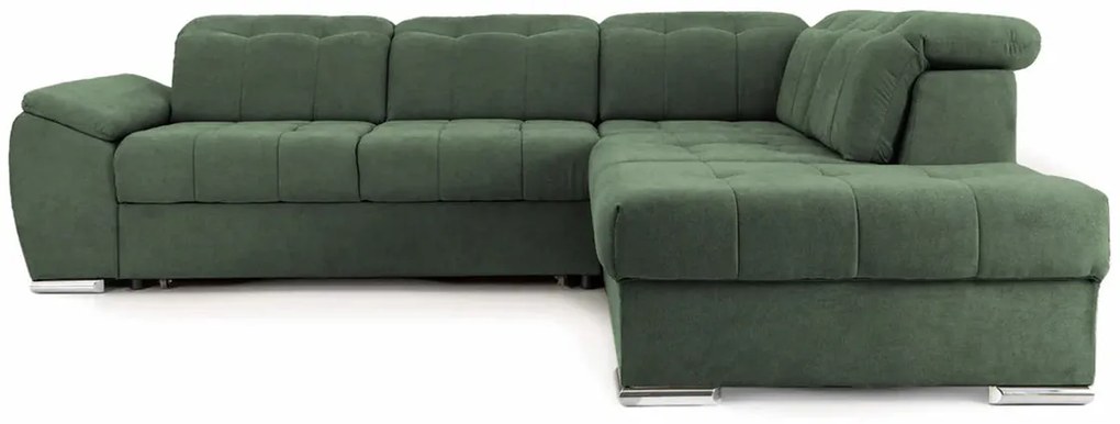 Colțar Extensibil ENZO, cu tetiere, variante stânga/dreapta, 255x220x100 cm, Verde-Enjoy / Dreapta