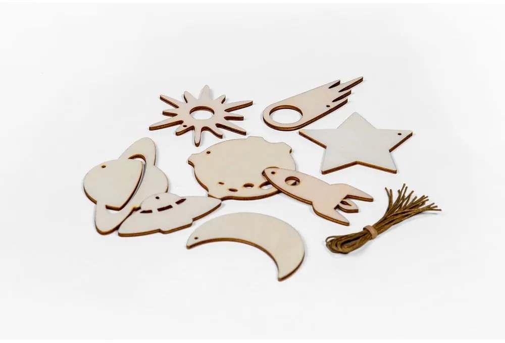 Set 8 decorațiuni de Crăciun din lemn Spira Medium